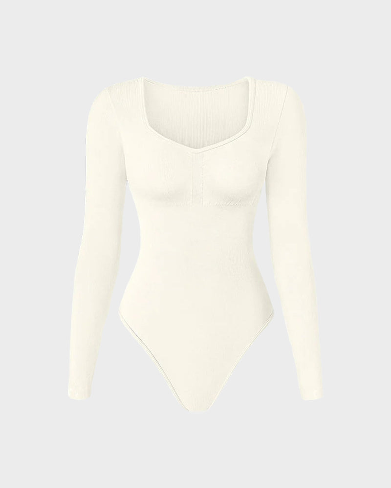 Hugmecurve® Seamless Long Sleeve V-Neck Sculpting Bodysuit