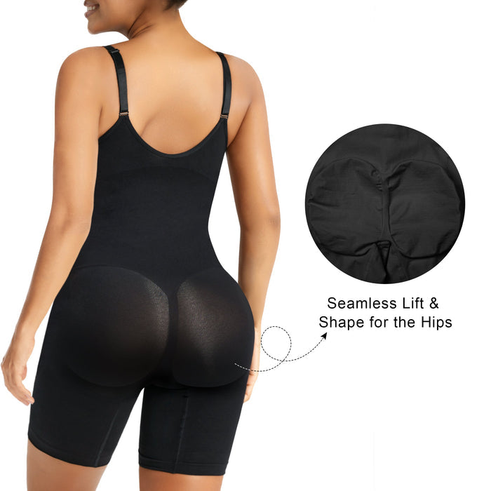 Women's High Elastic Zipper Adjustable Straps Breathable Mesh Design Tummy Control Body Shaper
