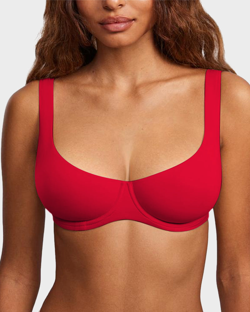 Underwire Support Seamless Unlined Balconette Bra - Red / 34 / B