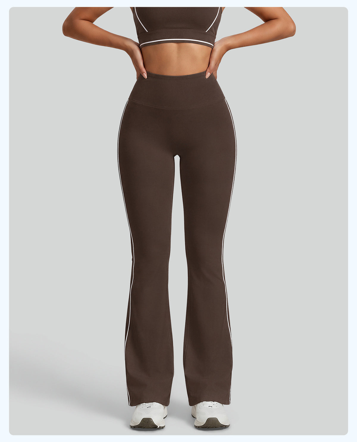 Contrast Seam High-Waist Flare Leggings
