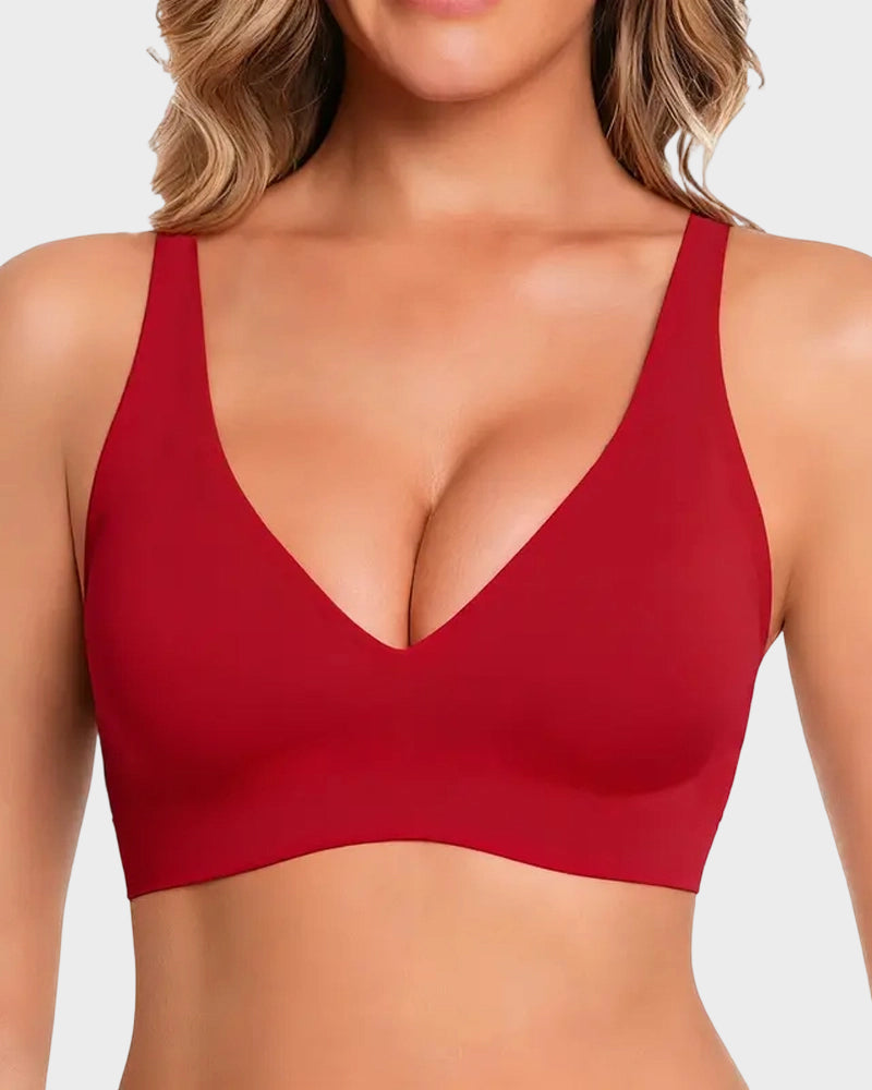 Seamless Deep V Push-Up Wireless Bra Truekind Convertible Strapless Bandeau Bra with Wireless Comfort Anti-Slip Grip &
