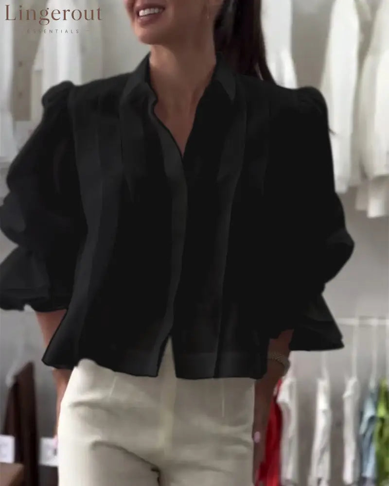 Aumora Puff Sleeve Ruffle Shirt
