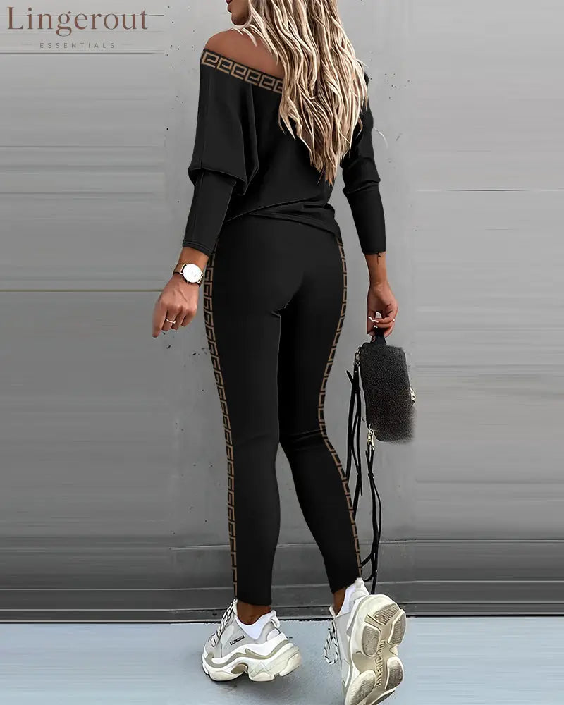 Geo Tape Patch Gigot Sleeve Top & Pants Set