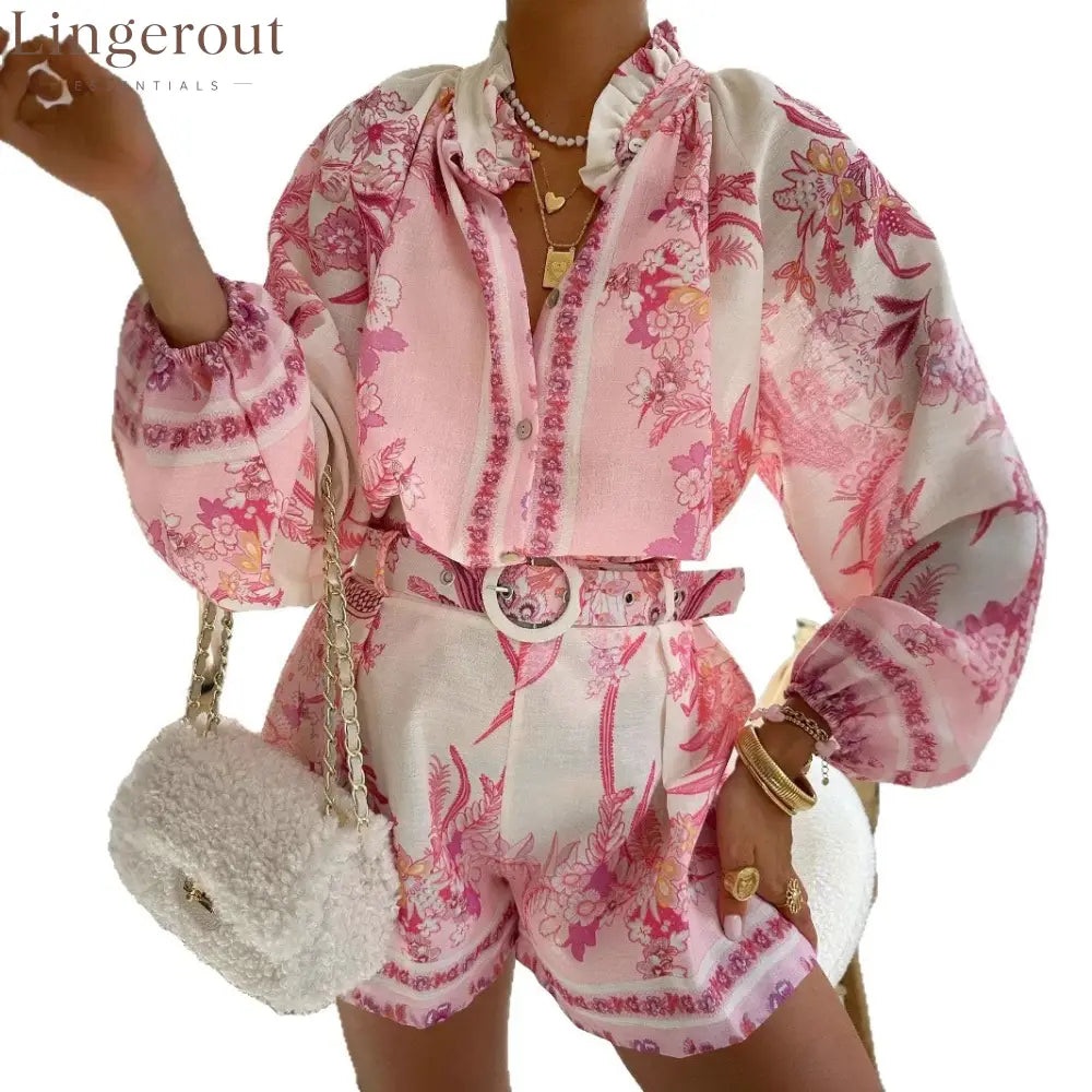 High Waist Shorts Fashion Shirt Linen Casual Temperament Suit New Women Suit