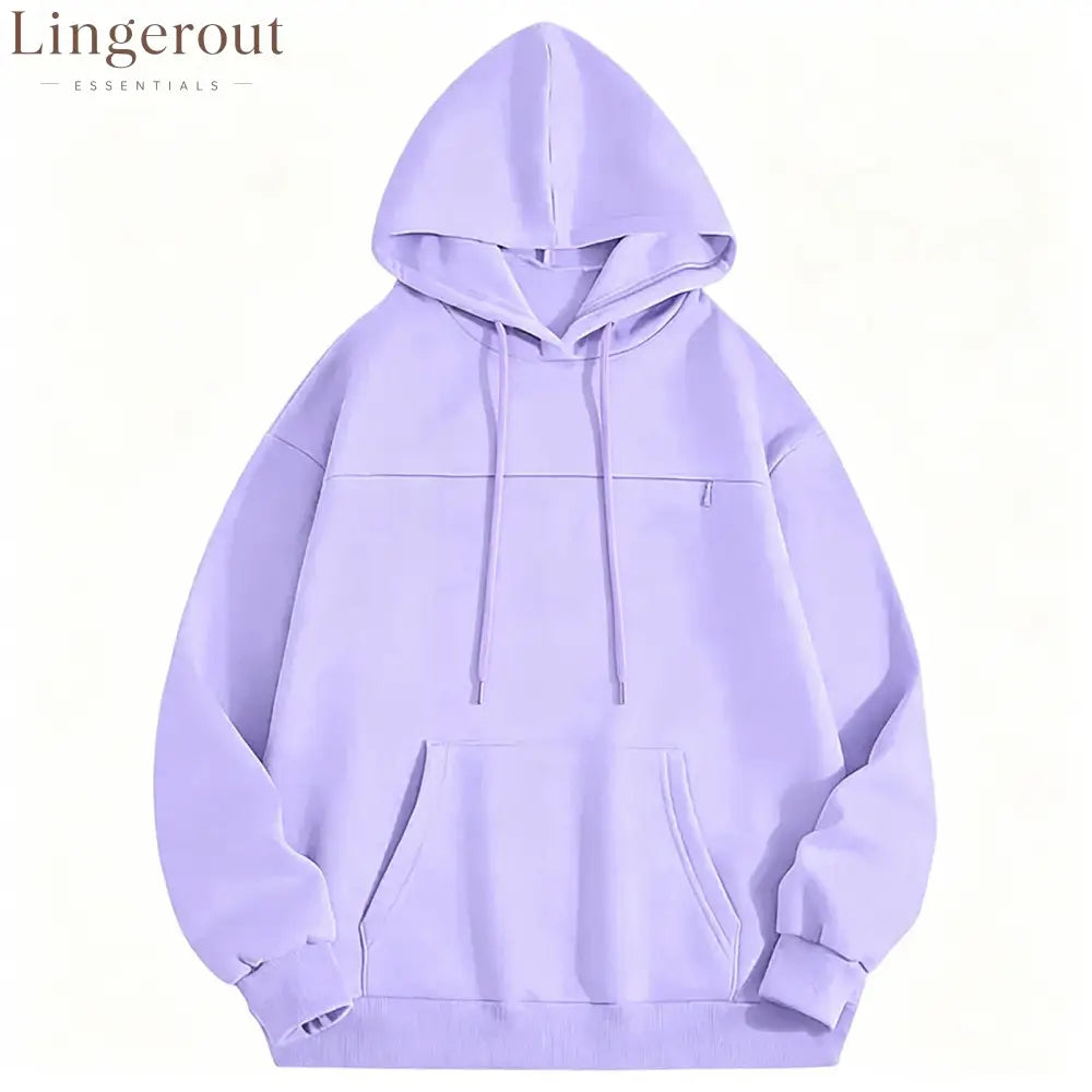 Oversized Chest Pocket Hoodie - Light purple / S