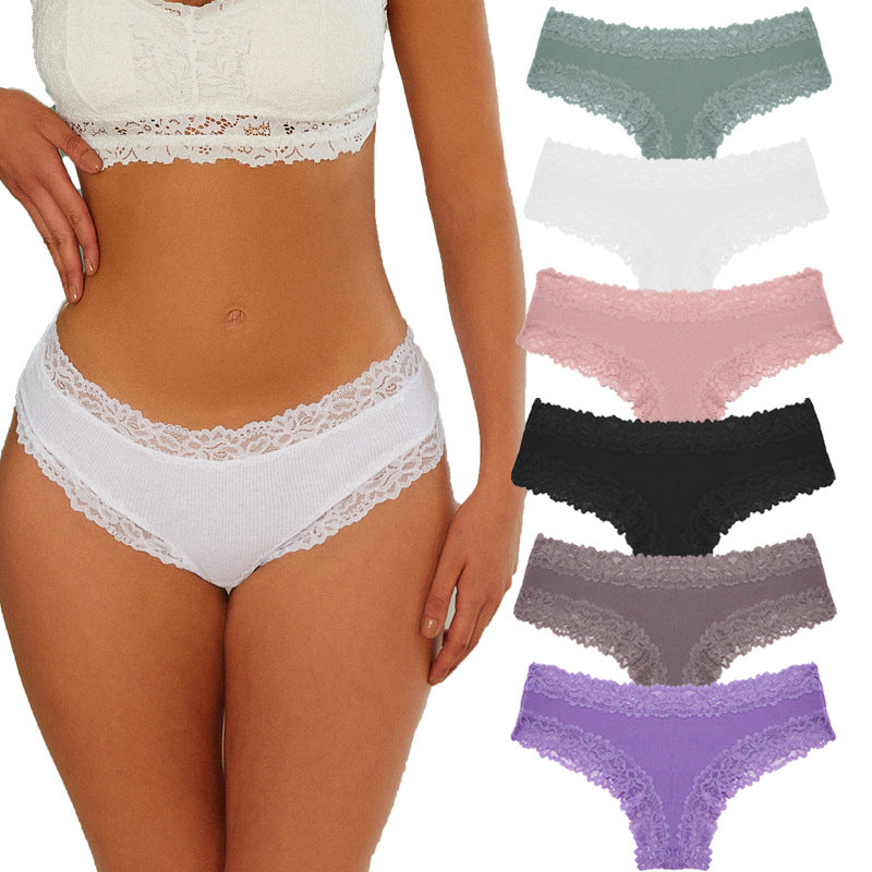 Hugmecurve® Women's Cotton Panties Lace Low Rise Basic Brazilian Bikini Cute Panties