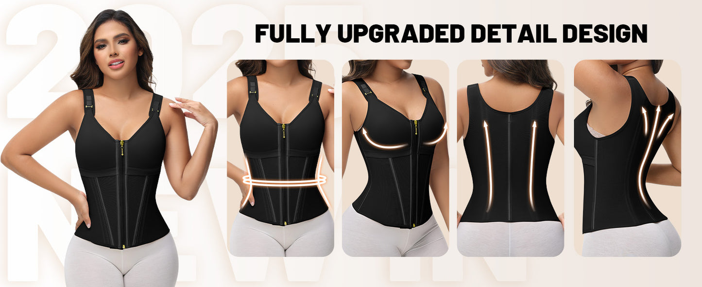 Extreme Latex Corset Waist Vest With Bra