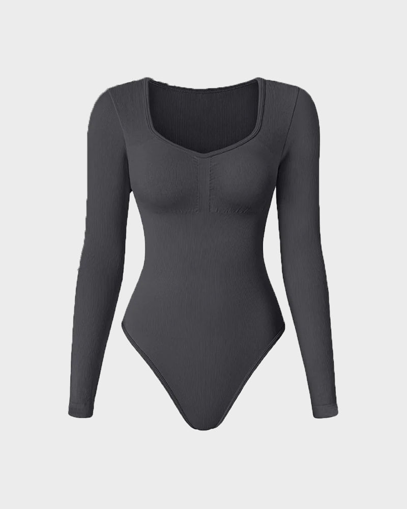Hugmecurve® Seamless Long Sleeve V-Neck Sculpting Bodysuit