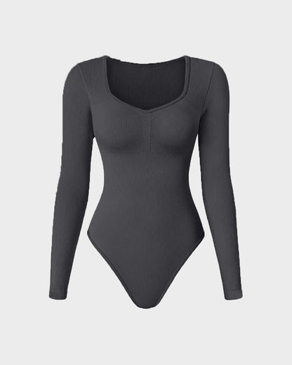 Hugmecurve® Seamless Long Sleeve V-Neck Sculpting Bodysuit