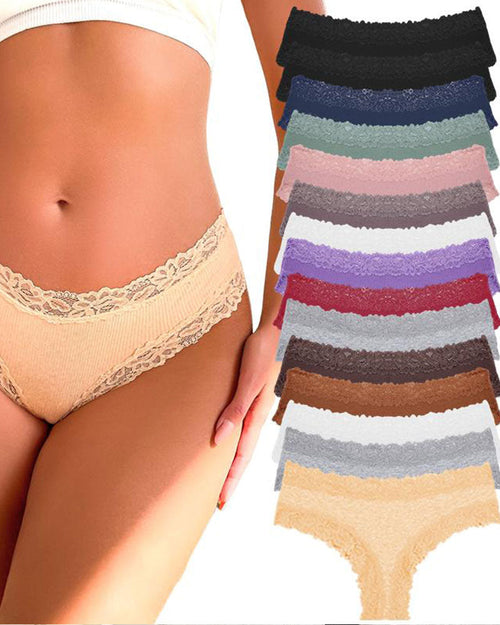 Hugmecurve® Women's Cotton Panties Lace Low Rise Basic Brazilian Bikini Cute Panties