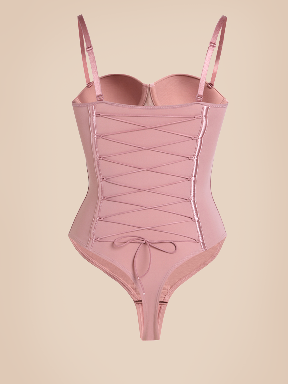 Back Lace-up Thong Seamless Shapewear Bodysuit