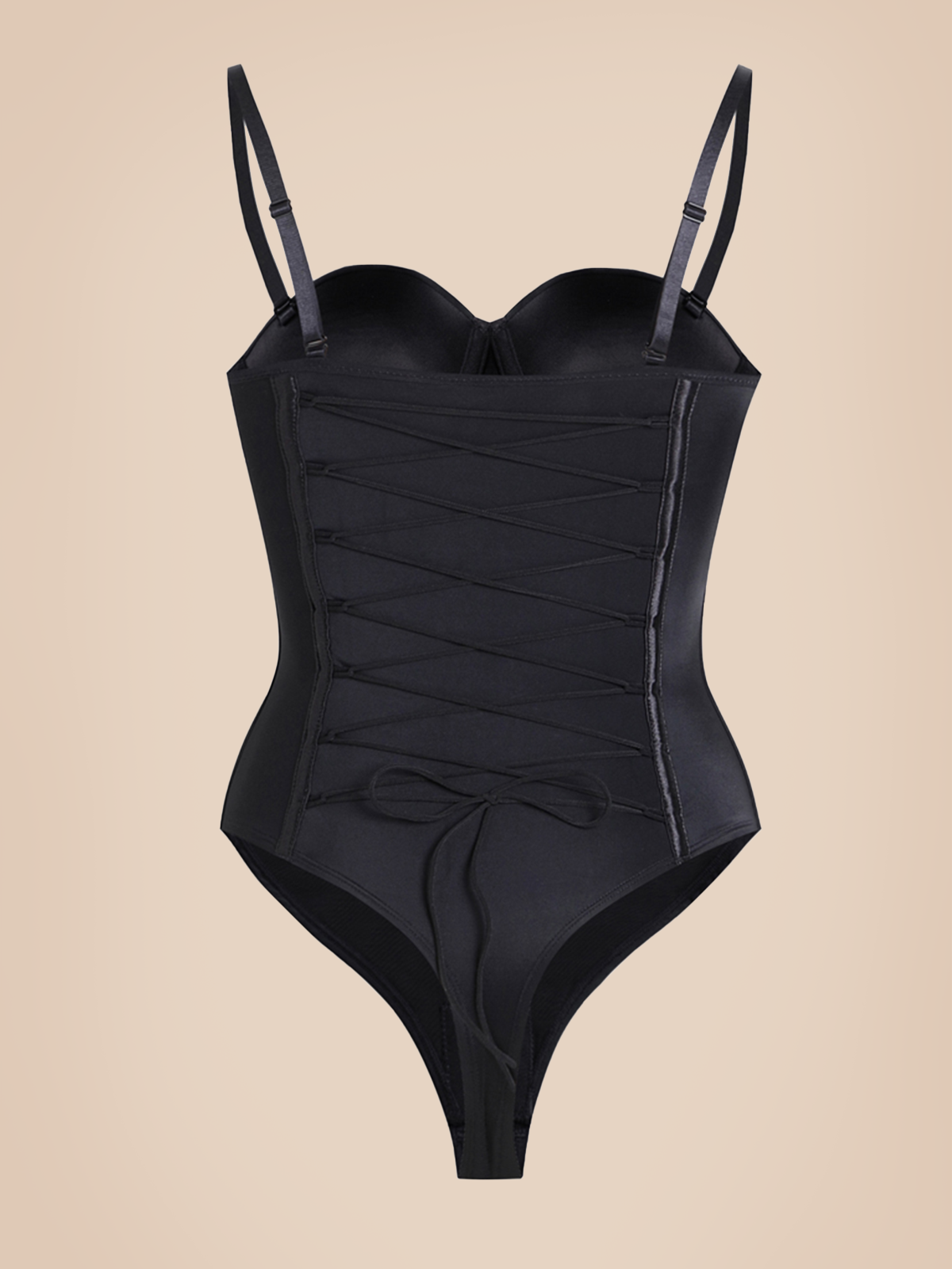 Back Lace-up Thong Seamless Shapewear Bodysuit