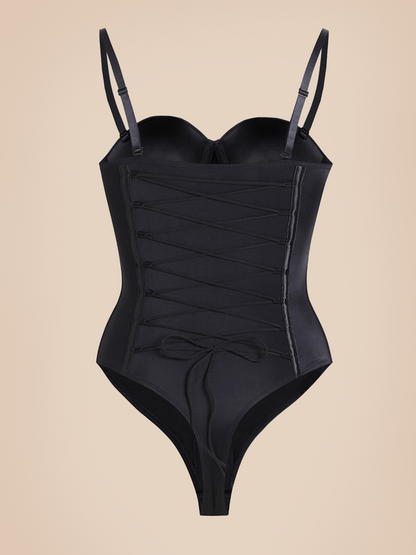 Back Lace-up Thong Seamless Shapewear Bodysuit