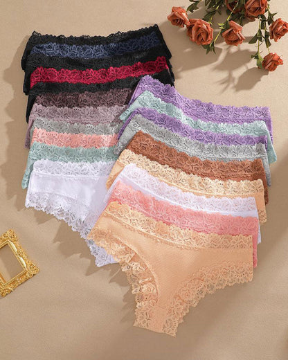 Hugmecurve® Women's Cotton Panties Lace Low Rise Basic Brazilian Bikini Cute Panties