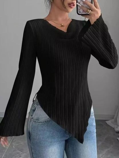 Cowl Neck Ribbed Knit Top | Partner Labels Selection