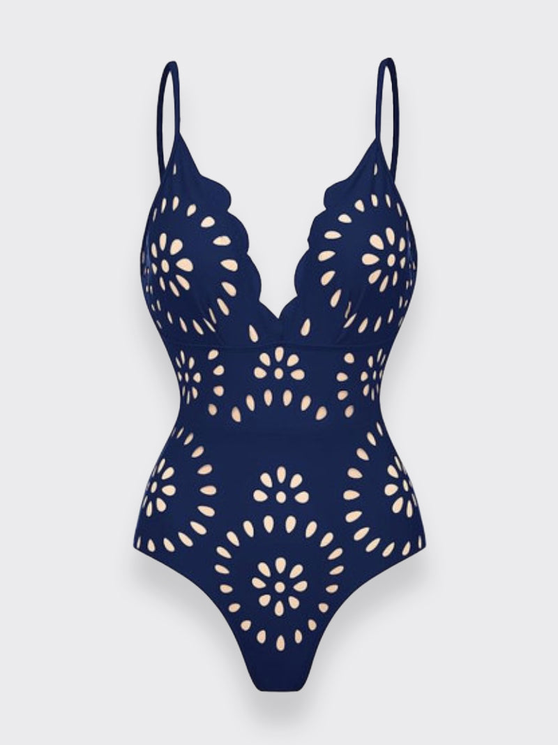 Hugmecurve  Flower Hollow One Piece Swimsuit and Skirt