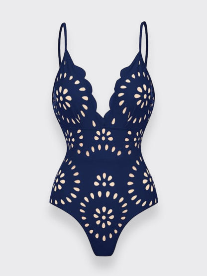 Hugmecurve  Flower Hollow One Piece Swimsuit and Skirt