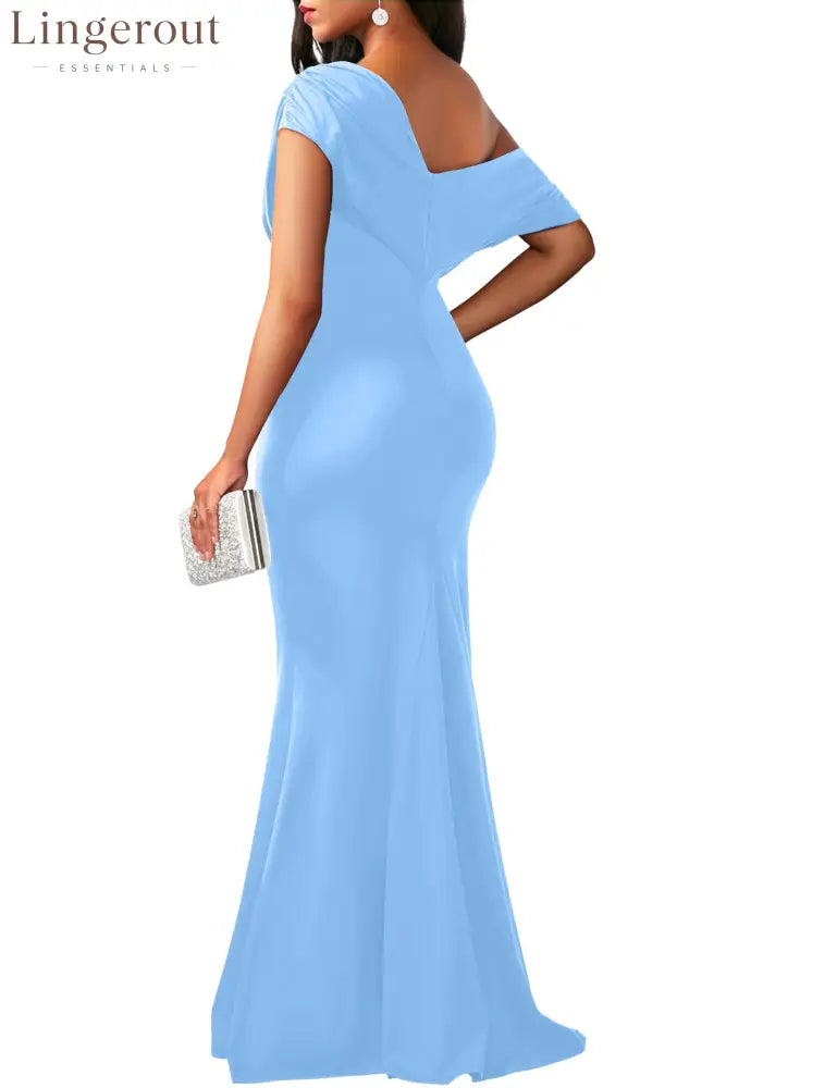 2025 Women’s Elegant Sleeveless Off Shoulder Bodycon Long Formal Party Evening Dress