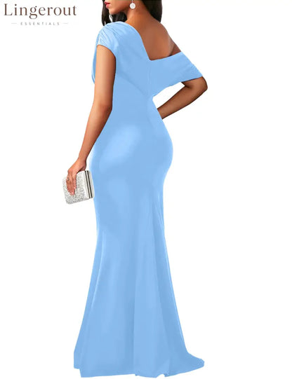 2025 Women’s Elegant Sleeveless Off Shoulder Bodycon Long Formal Party Evening Dress