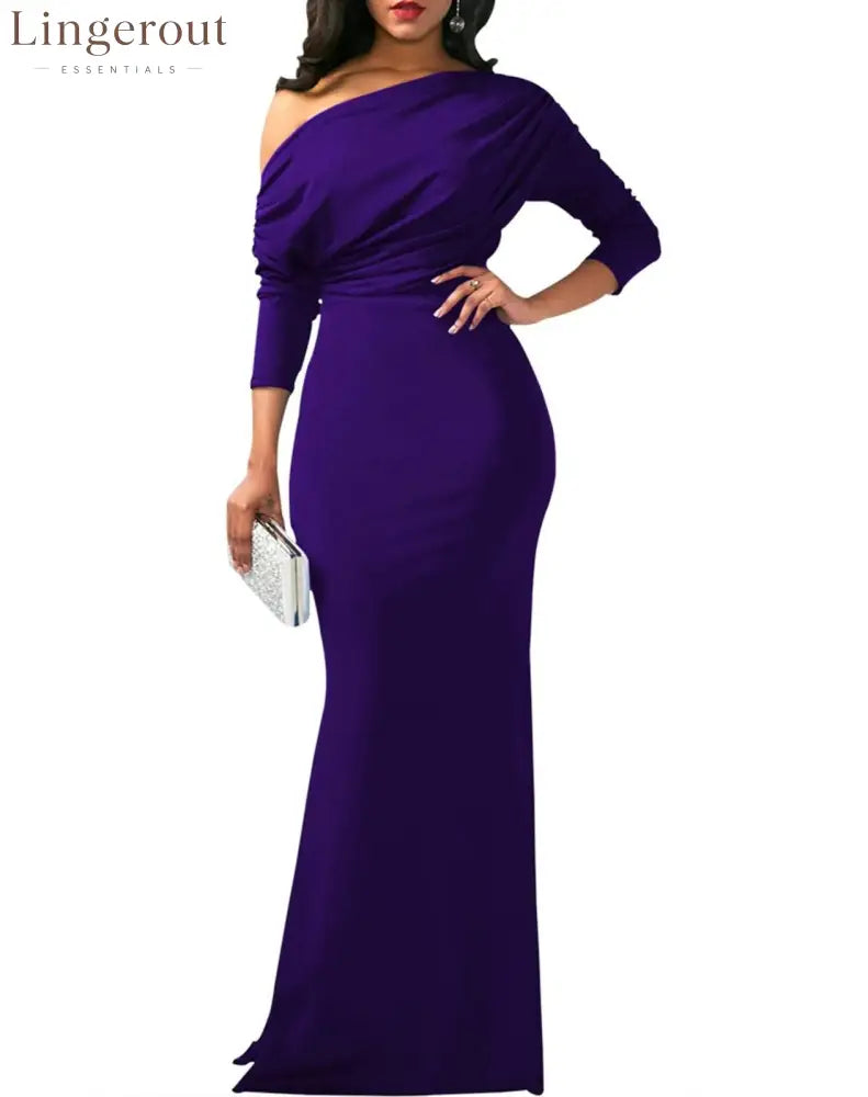 2025 Women’s Elegant Sleeveless Off Shoulder Bodycon Long Formal Party Evening Dress