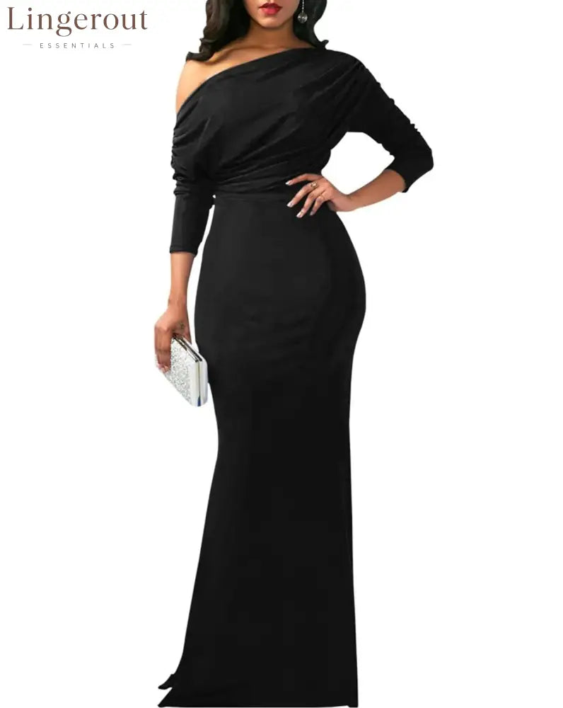 2025 Women’s Elegant Sleeveless Off Shoulder Bodycon Long Formal Party Evening Dress