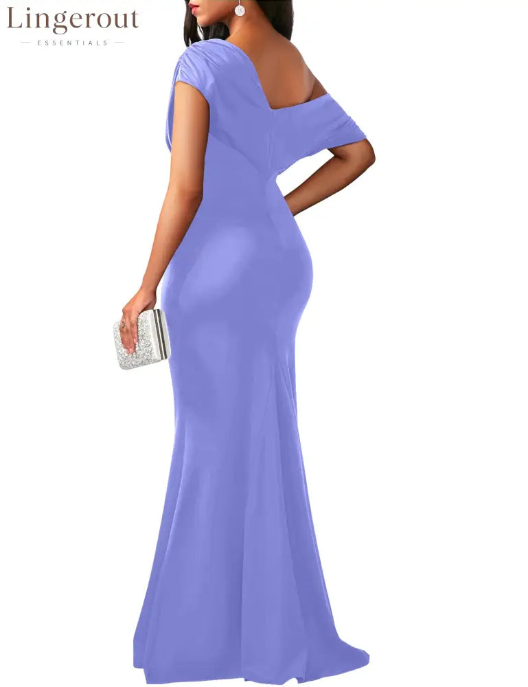 2025 Women’s Elegant Sleeveless Off Shoulder Bodycon Long Formal Party Evening Dress