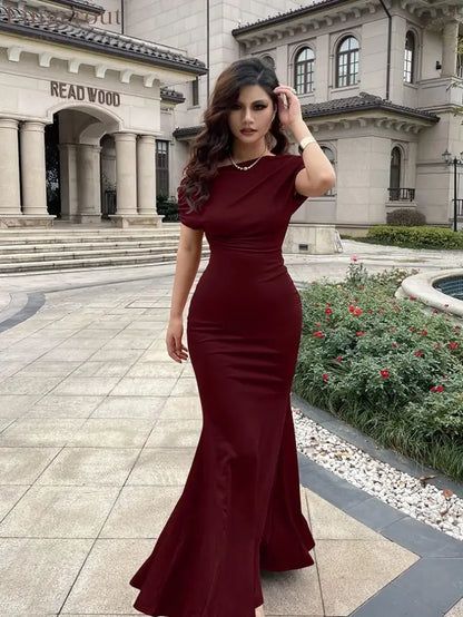 2025 Women’s Elegant Sleeveless Off Shoulder Bodycon Long Formal Party Evening Dress