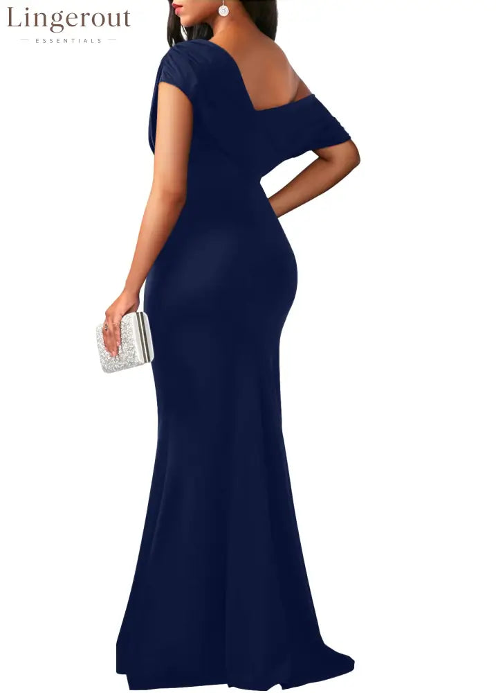 2025 Women’s Elegant Sleeveless Off Shoulder Bodycon Long Formal Party Evening Dress