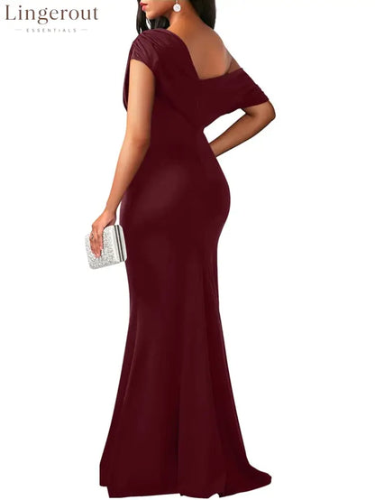 2025 Women’s Elegant Sleeveless Off Shoulder Bodycon Long Formal Party Evening Dress