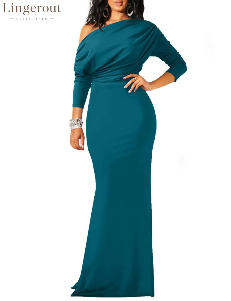 2025 Women’s Elegant Sleeveless Off Shoulder Bodycon Long Formal Party Evening Dress