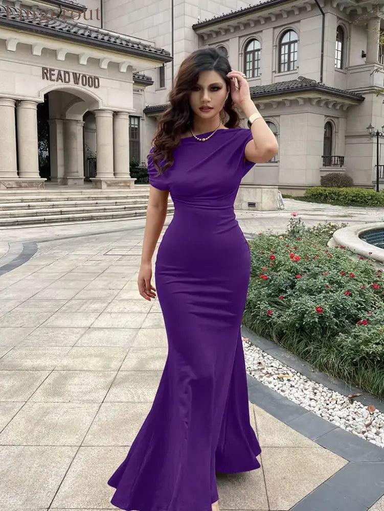 2025 Women’s Elegant Sleeveless Off Shoulder Bodycon Long Formal Party Evening Dress