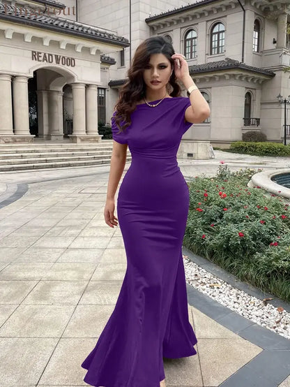 2025 Women’s Elegant Sleeveless Off Shoulder Bodycon Long Formal Party Evening Dress