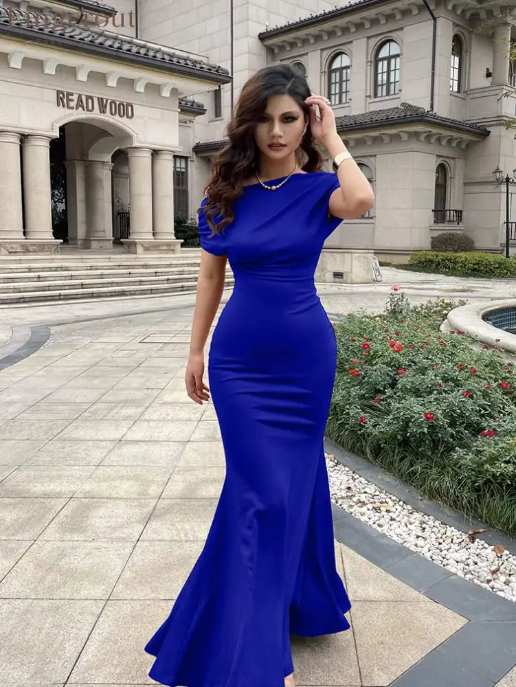 2025 Women’s Elegant Sleeveless Off Shoulder Bodycon Long Formal Party Evening Dress
