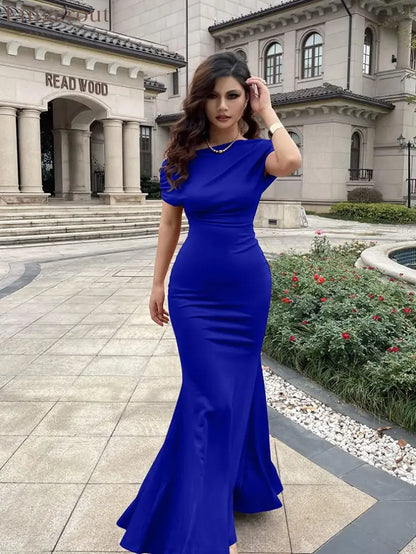 2025 Women’s Elegant Sleeveless Off Shoulder Bodycon Long Formal Party Evening Dress