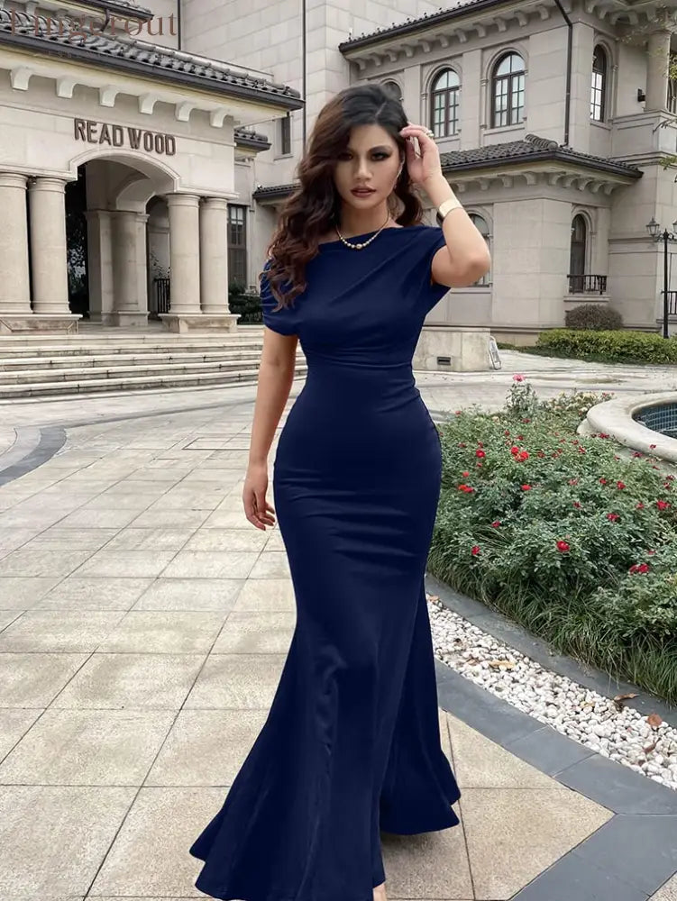 2025 Women’s Elegant Sleeveless Off Shoulder Bodycon Long Formal Party Evening Dress