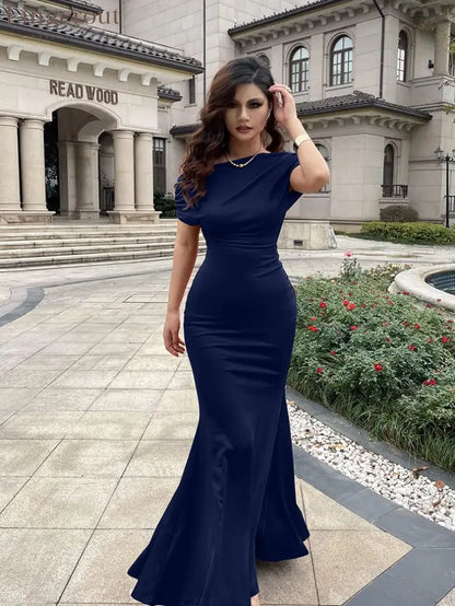2025 Women’s Elegant Sleeveless Off Shoulder Bodycon Long Formal Party Evening Dress