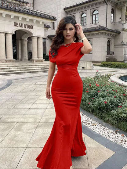 2025 Women’s Elegant Sleeveless Off Shoulder Bodycon Long Formal Party Evening Dress