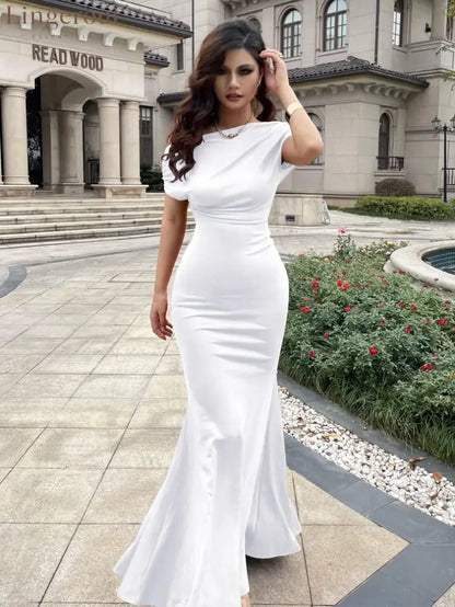 2025 Women’s Elegant Sleeveless Off Shoulder Bodycon Long Formal Party Evening Dress