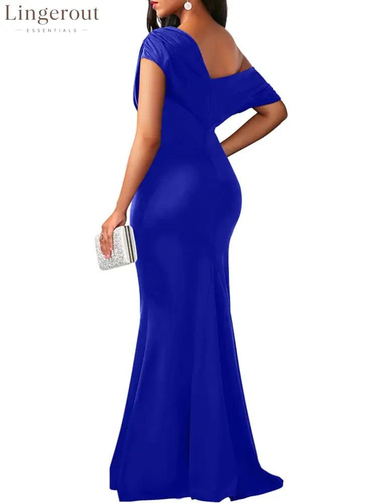 2025 Women’s Elegant Sleeveless Off Shoulder Bodycon Long Formal Party Evening Dress