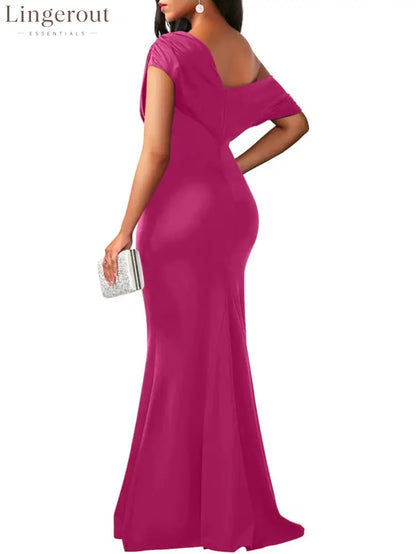 2025 Women’s Elegant Sleeveless Off Shoulder Bodycon Long Formal Party Evening Dress