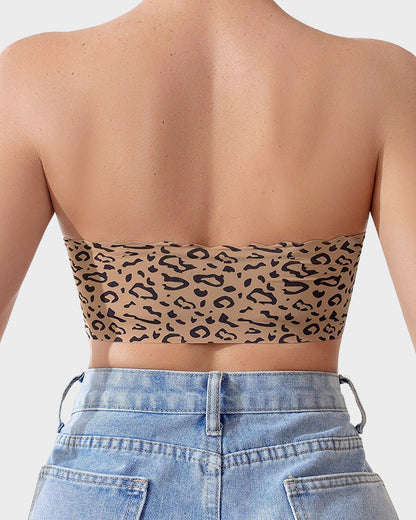 Hugmecurve® Womens Strapless Bra Non-Slip Padded Bandeau Bras Front Closure Bras for Women Wavy Trim Seamless Tube Top Bralette