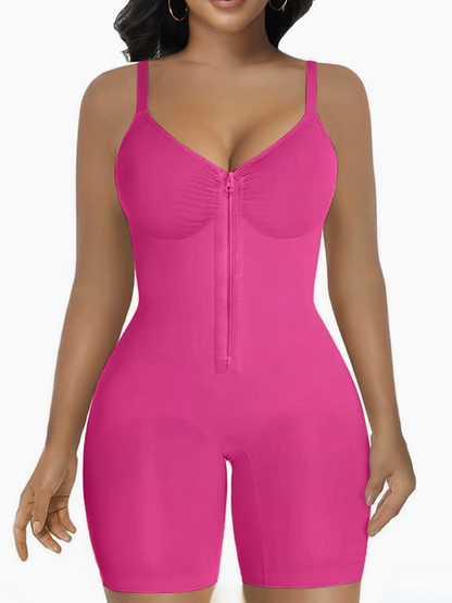 Women's High Elastic Zipper Adjustable Straps Breathable Mesh Design Tummy Control Body Shaper