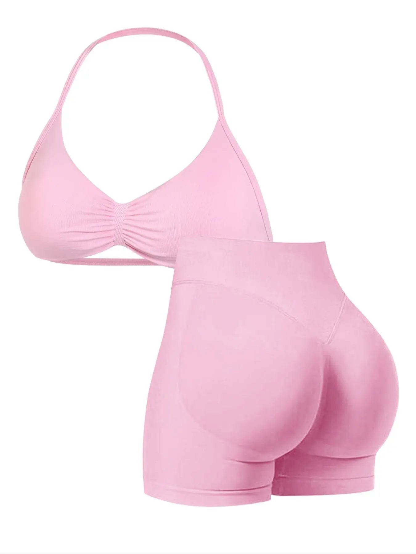 New Women's Sporty Yoga Set, High-Waist Tight-Fitting Shorts and Tank Top