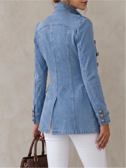Retro Denim Jacket With Decorative Buttons