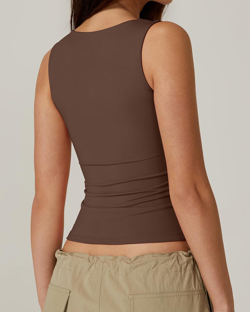 Hugmecurve® Women's Basic Square Neck Sleeveless Double-Layer Tank Tops Shaping Vest