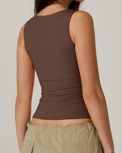 Hugmecurve® Women's Basic Square Neck Sleeveless Double-Layer Tank Tops Shaping Vest