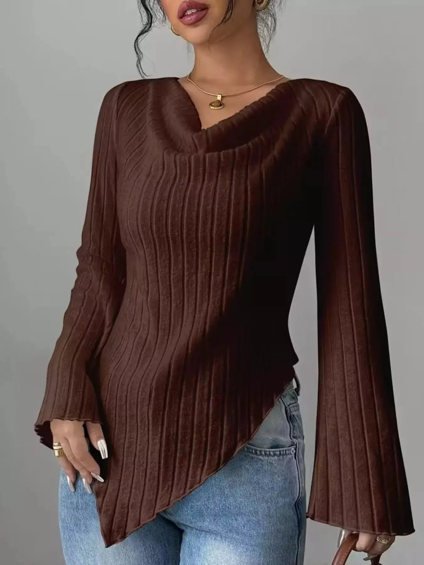 Cowl Neck Ribbed Knit Top | Partner Labels Selection