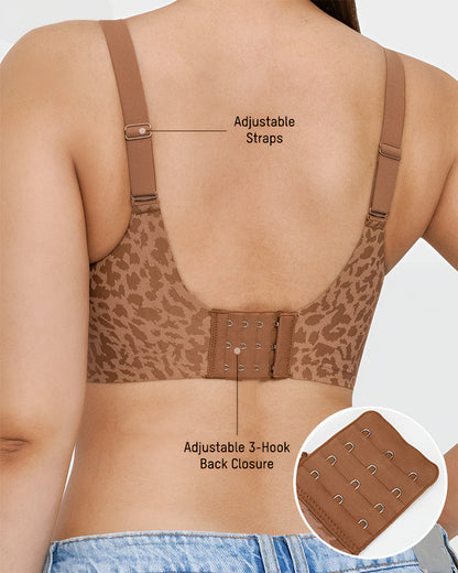 Hugmecurve Wireless Leopard V-Neck Contour Bra