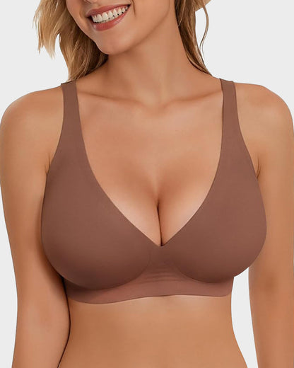 hugmecurve Seamless Deep V Push-Up Wireless Bra Truekind Convertible Strapless Bandeau Bra with Wireless Comfort, Anti-Slip Grip & Removable Straps