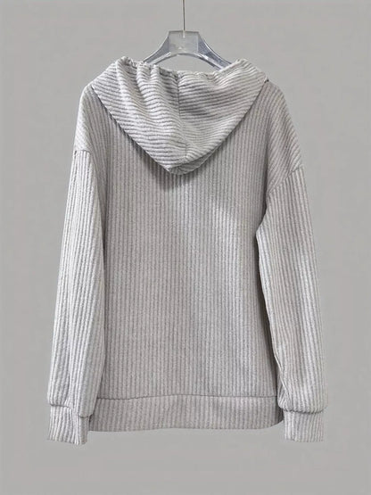 Button-Front Drawstring Hoodie